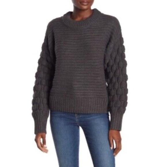 Elodie Women's Size Small Bubble Sleeve Chunky Gray Sweater - Picture 1 of 10
